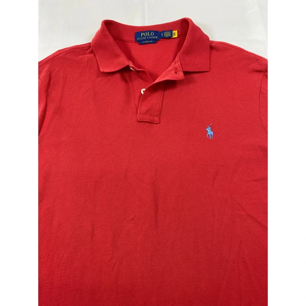 Polo‎ Ralph Lauren Mens Classic Fit Red Short Sleeve Pique Polo Shirt Large